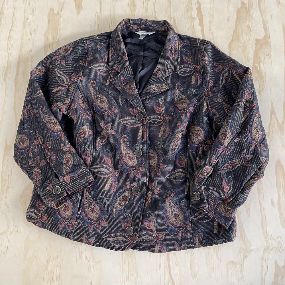 Vintage CJ Banks Blazer Jacket Womens‎ 1X Multicolor Paisley Lined Career Office